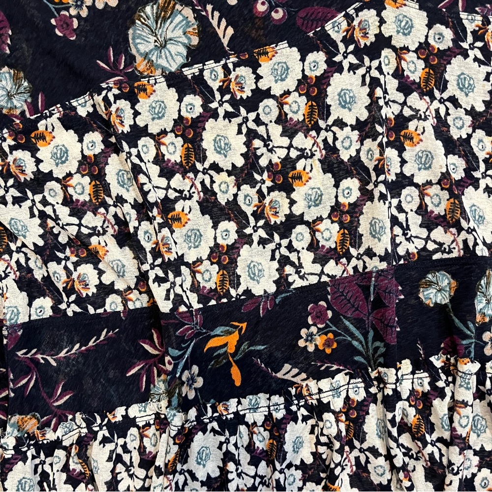 FREE PEOPLE Isabelle Floral Tunic Top Blue Size XS (oversized) - Picture 7 of 10